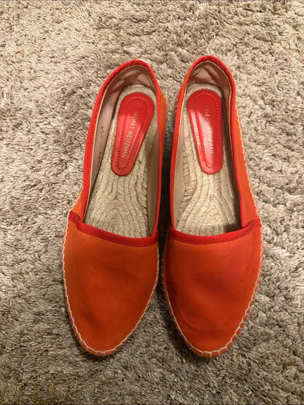 Stuart Weitzman Vibrant Orange Canvas Espadrilles 7.5